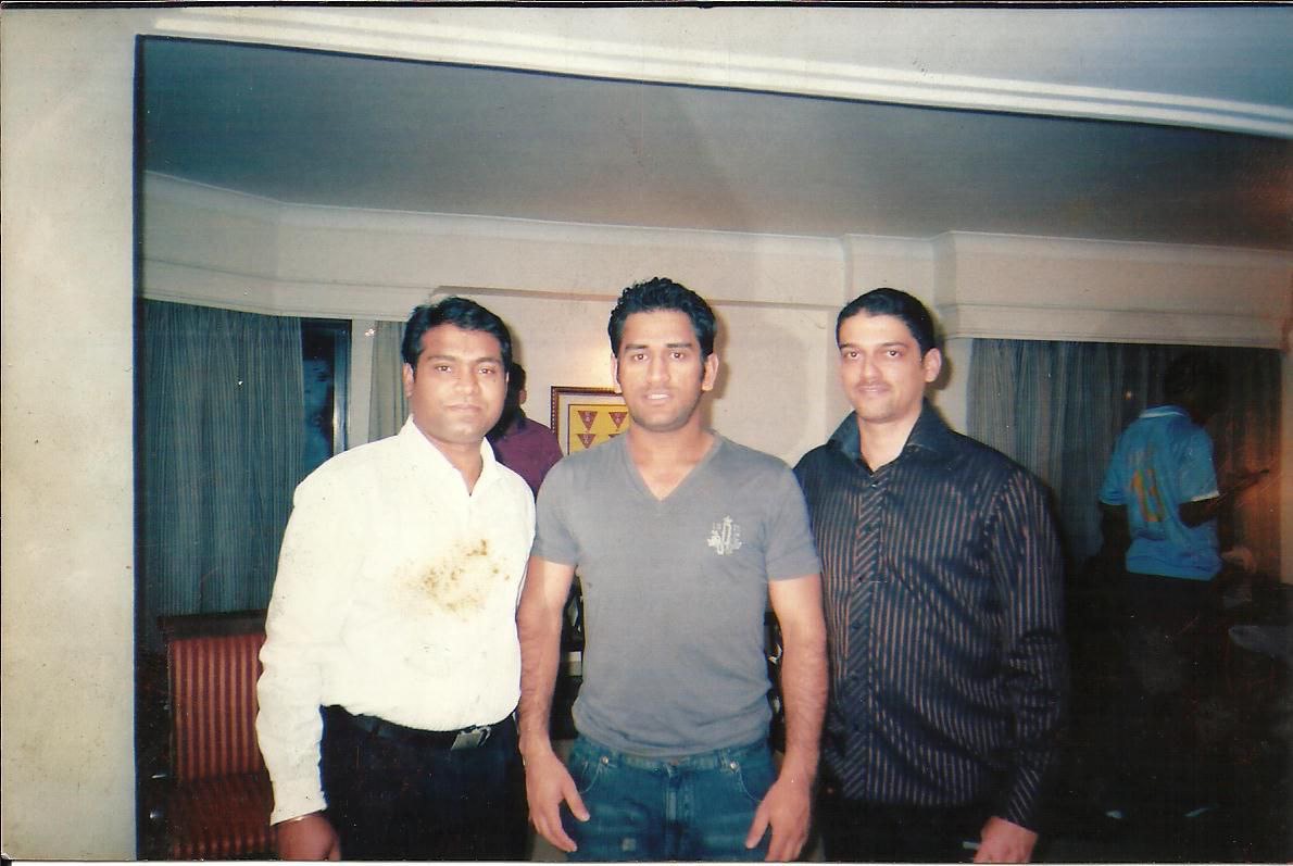 Vikas Gautam with Dhoni and Savio